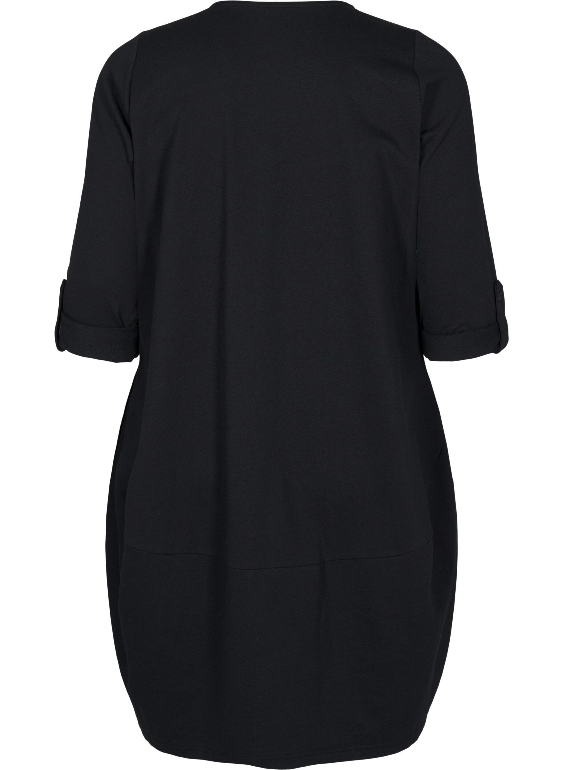 ZizziBaumwollkleid mit Ballon-Passform, Schwarz, Packshot image number 1