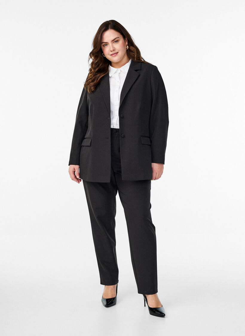Klassischer Blazer mit Knopfverschluss, Schwarz, Model image number 1