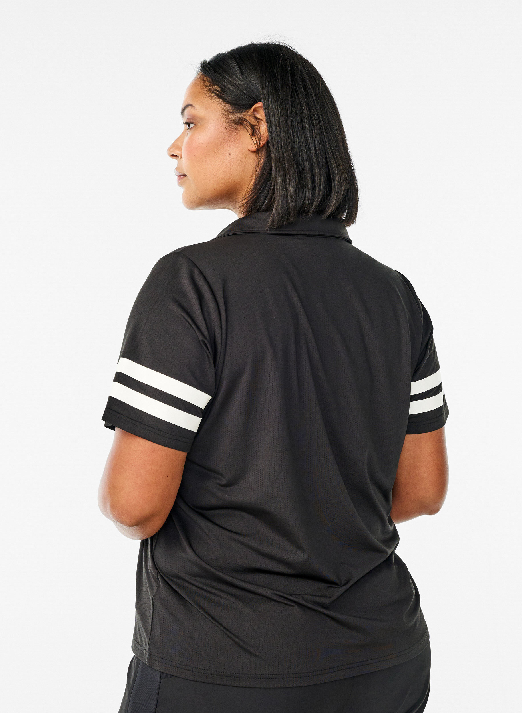 ZizziSportliches Poloshirt mit Streifen-Details, Schwarz, Model image number 2