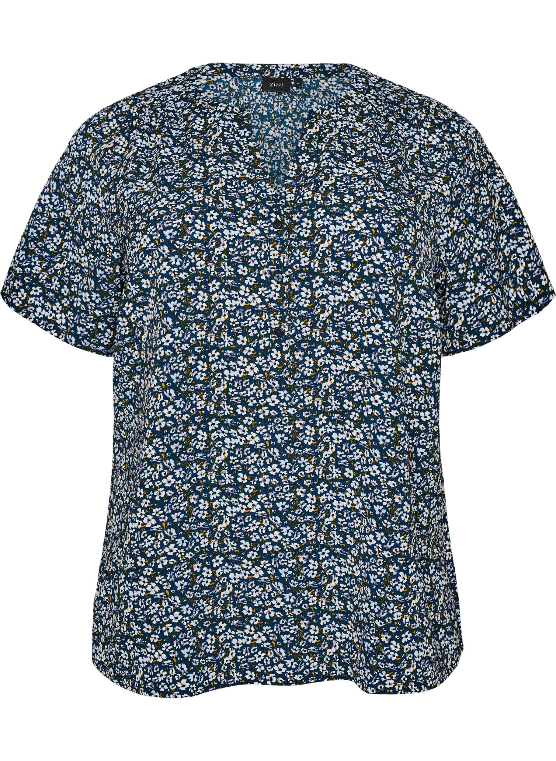 Bluse mit kurzen &Auml;rmeln und V-Ausschnitt