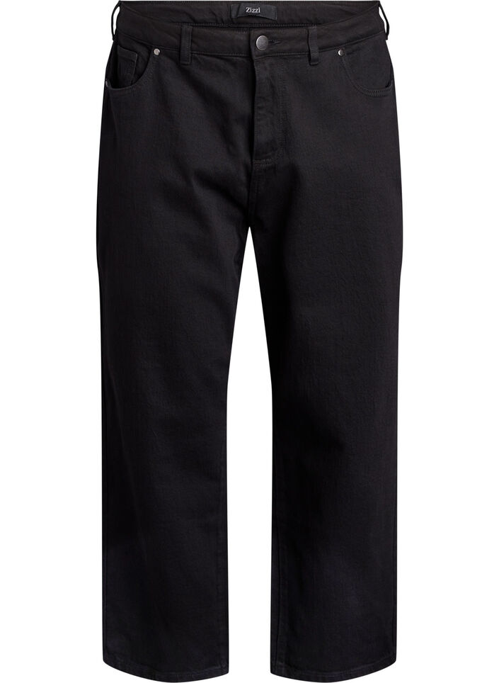 Weite Jeans mit verk&uuml;rzter L&auml;nge, Schwarz, Packshot image number 0