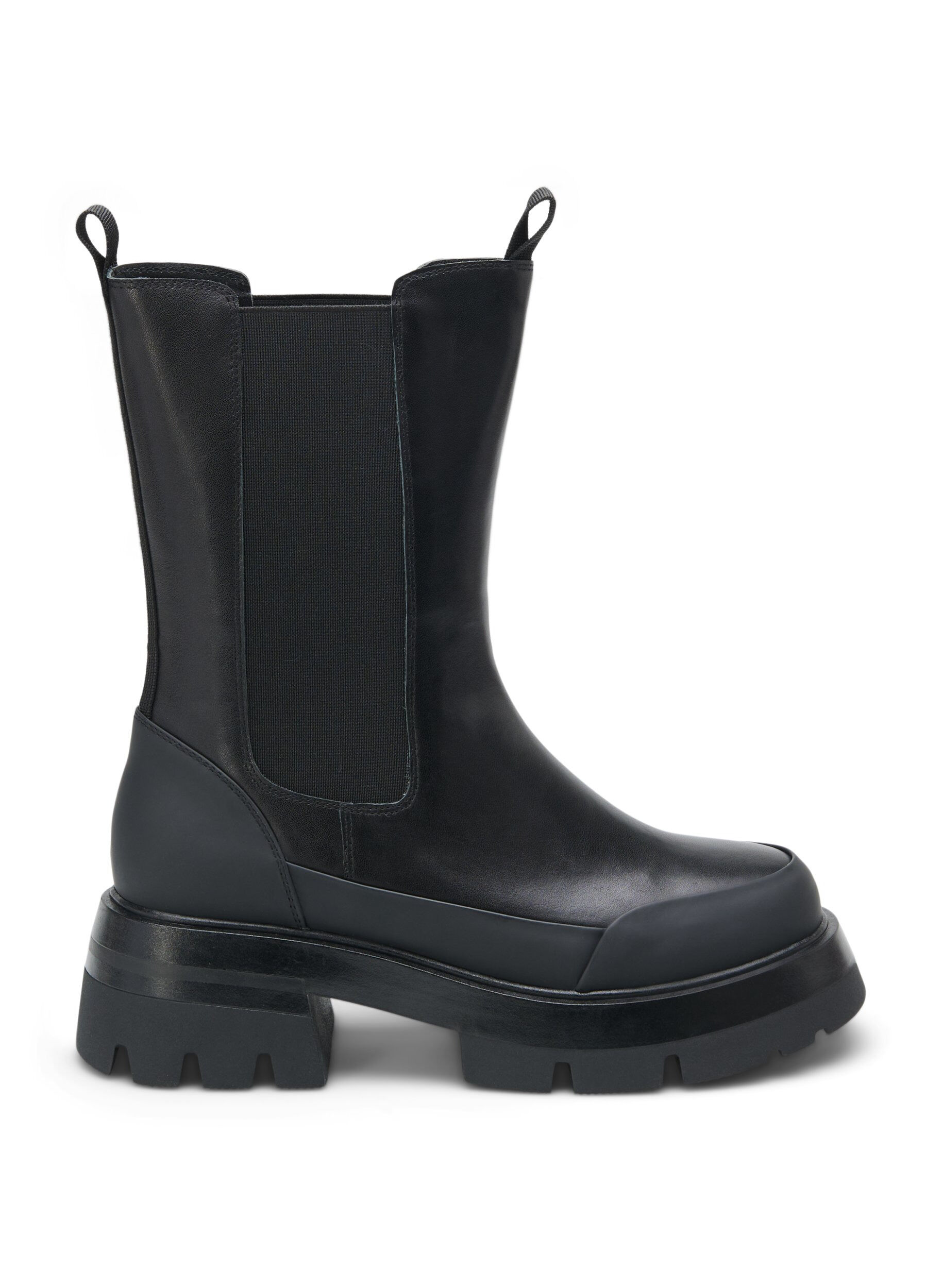 ZizziWeite Passform Lederstiefel mit dicker Sohle, Black, Packshot image number 0