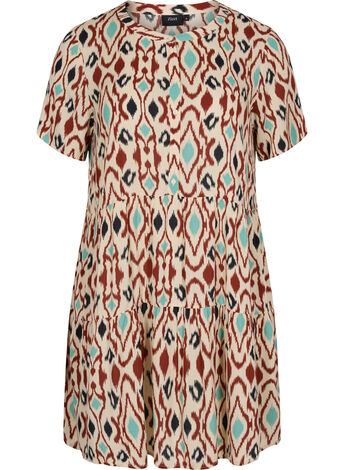 Kurzarm-Kleid aus Viskose mit A-Linie