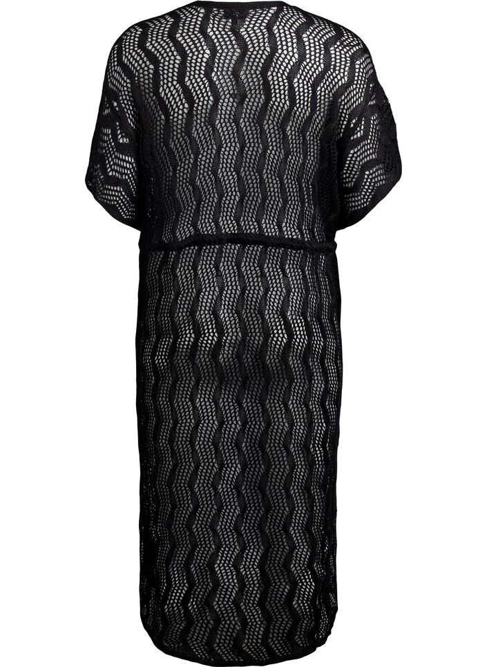 Strandkimono mit Bindeg&uuml;rtel, Schwarz, Packshot image number 1