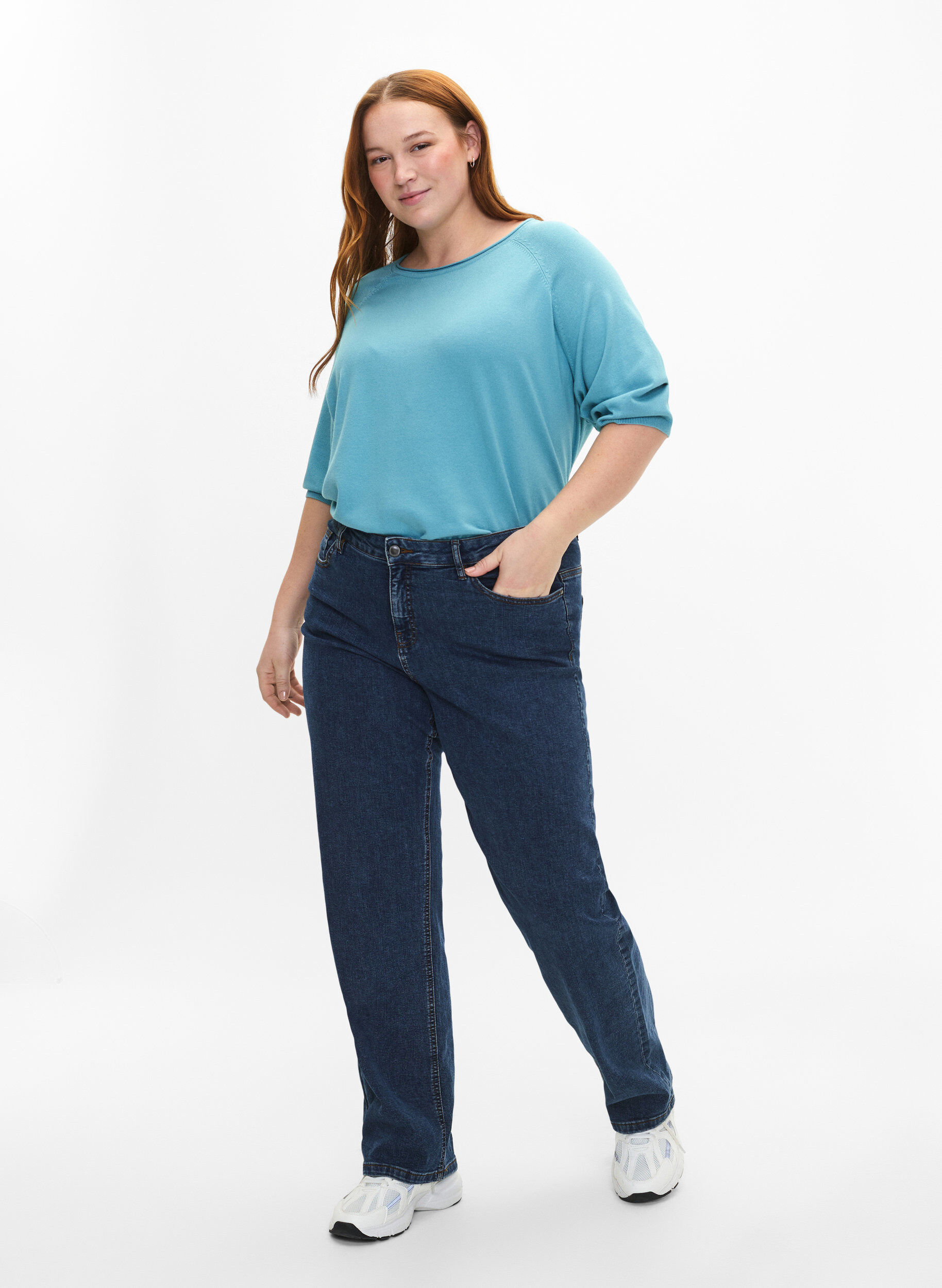 ZizziStrickbluse aus Viskose mit 3/4-&Auml;rmeln, Reef Waters, Model image number 2