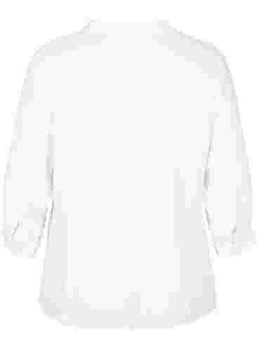 Viskosebluse mit 3/4 Ärmeln und Spitzendetails, Bright White, Packshot image number 1
