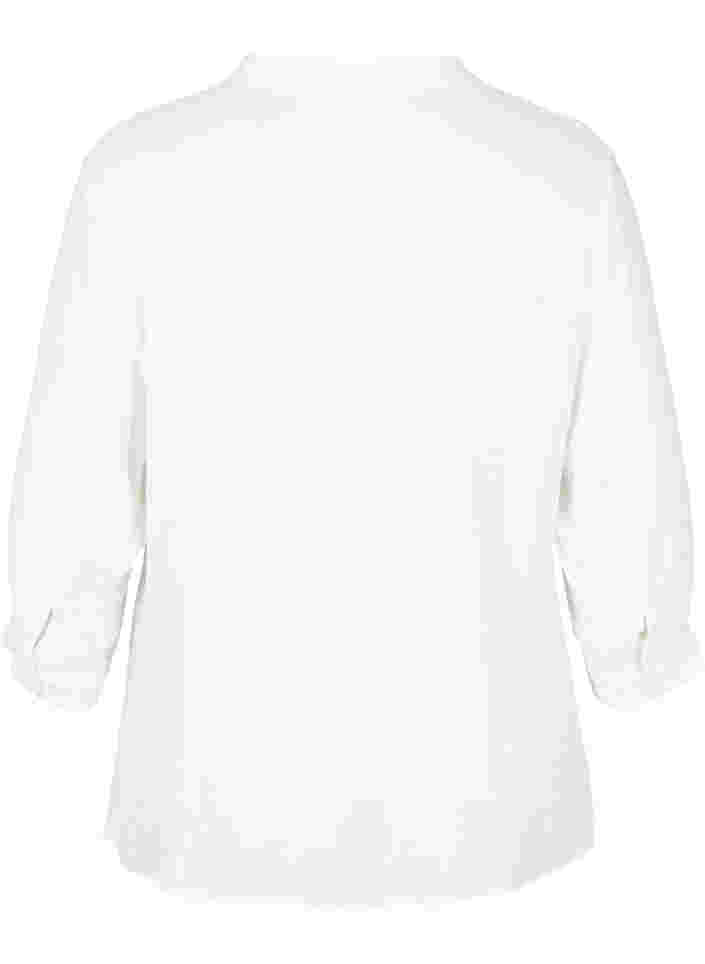 Viskosebluse mit 3/4 Ärmeln und Spitzendetails, Bright White, Packshot image number 1