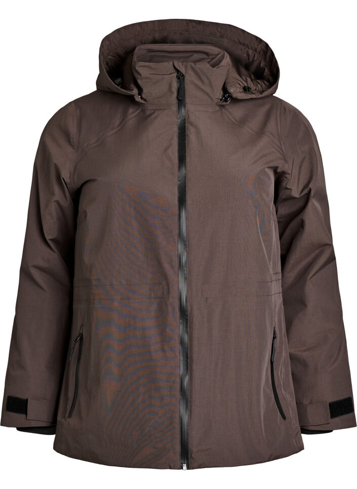 Wasserdichte Winterjacke mit abnehmbarer Kapuze, Braun, Packshot image number 0