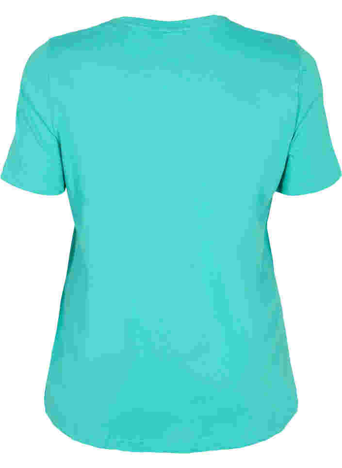 Kurzärmeliges Baumwoll-T-Shirt mit Druck, Sea Green, Packshot image number 1