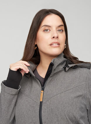 Softshell-Jacke mit Kapuze und Taschen, Medium Grey Melange, Model image number 2