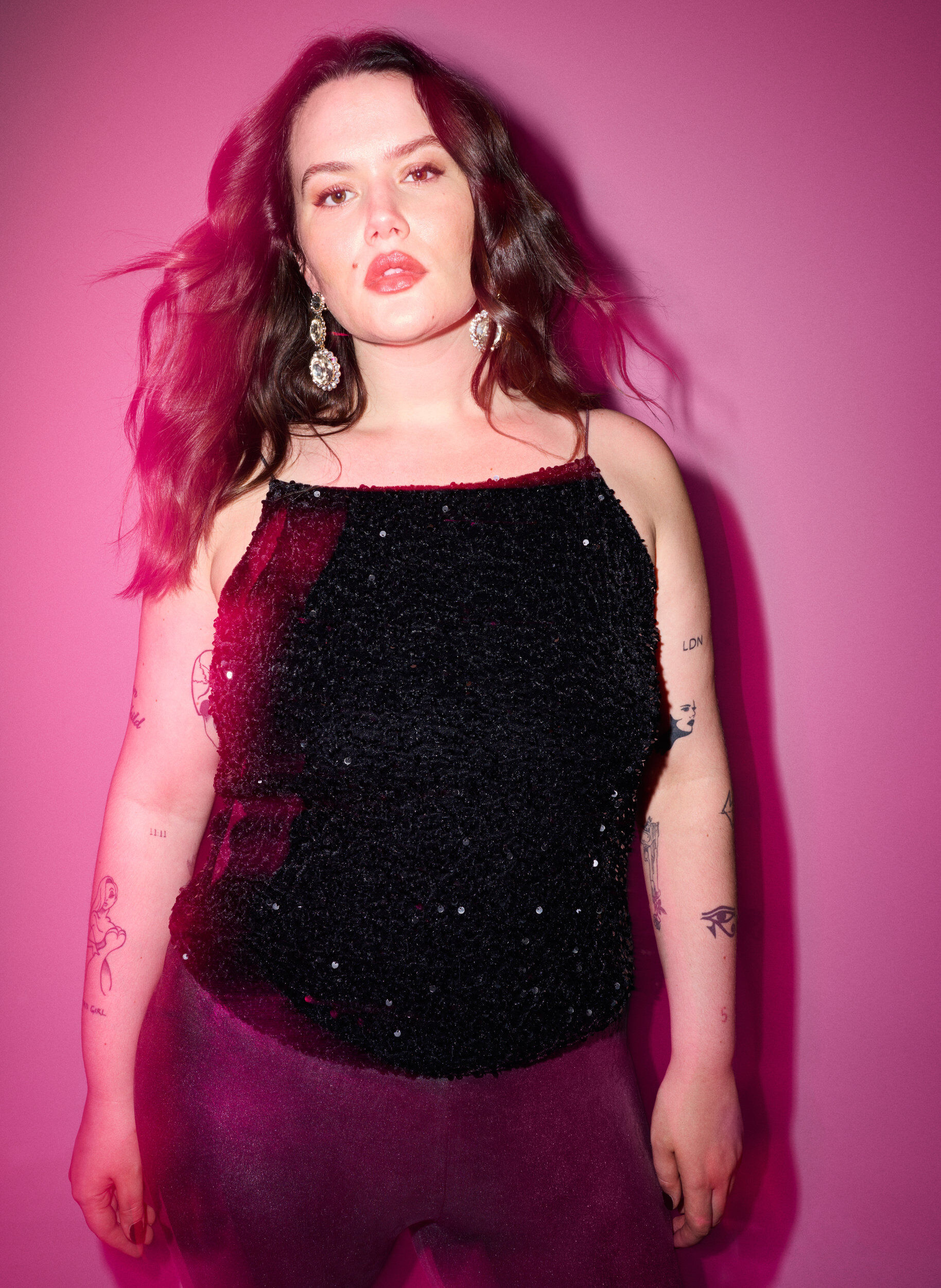 ZizziTop mit Pailletten und schmalen Tr&auml;gern, Black Sequins, Image image number 0