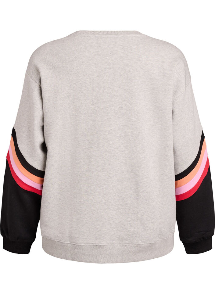 Lockeres Sweatshirt mit Kontrastdetails an den &Auml;rmeln, Grau, Packshot image number 1