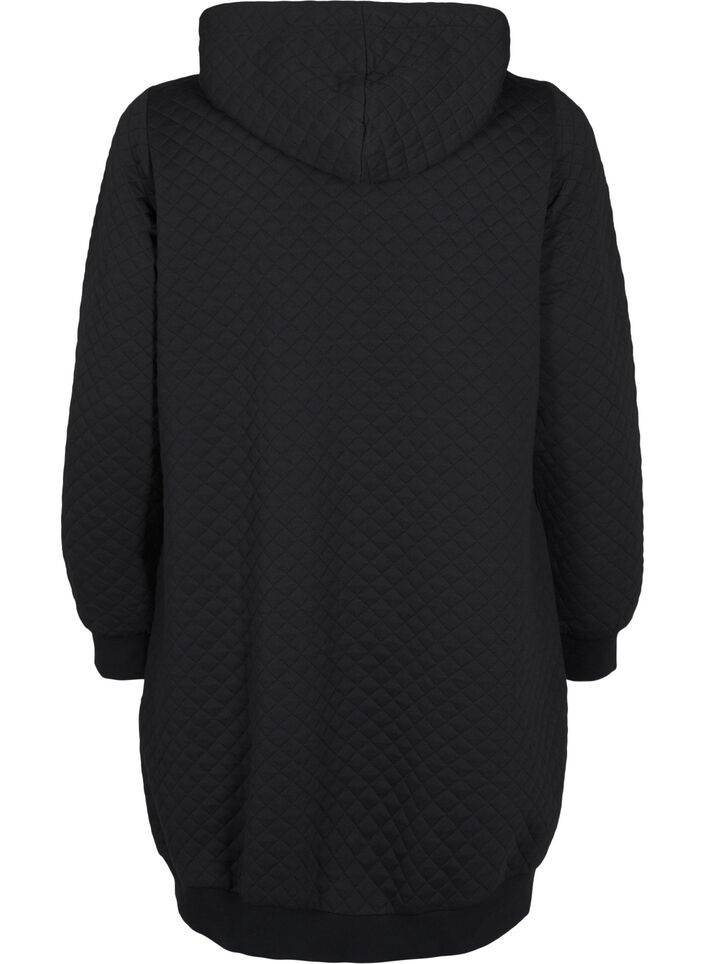 Lange gesteppte Sportstrickjacke mit Reißverschluss, Schwarz, Packshot image number 1