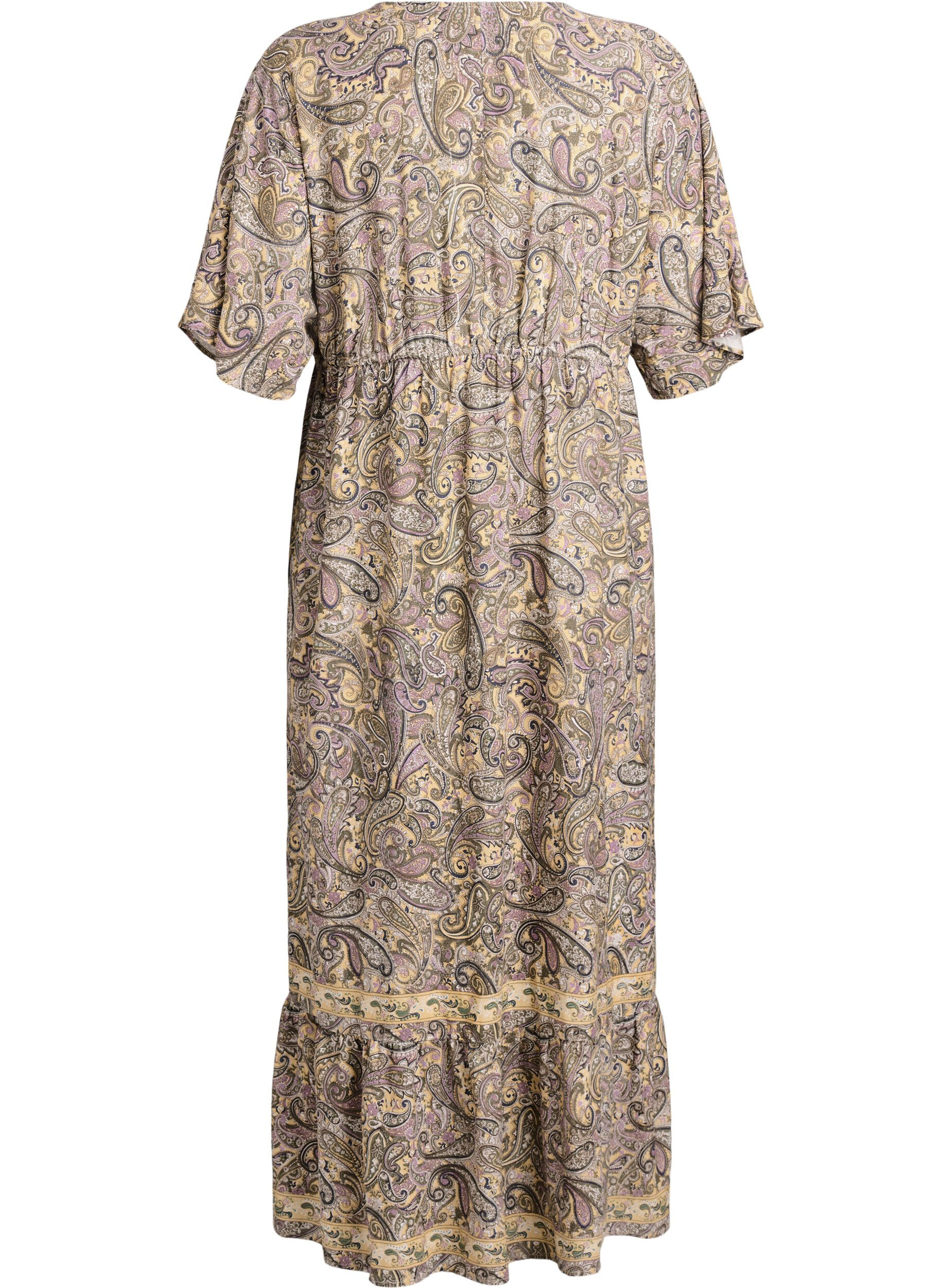 ZizziMaxikleid aus Viskose mit Paisleymuster, Gelb, Packshot image number 1