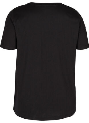 T-Shirt aus Bio-Baumwolle mit Print, Black Merci, Packshot image number 1