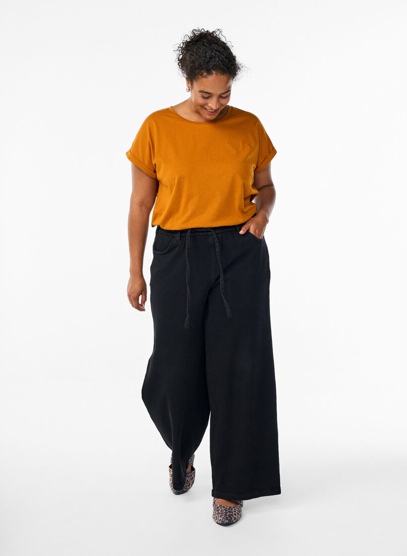 Kurzärmliges T-Shirt aus einer Baumwollmischung, Orange, Model image number 1