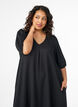 Midikleid mit V-Ausschnitt und Struktur, Schwarz, Model image number 2