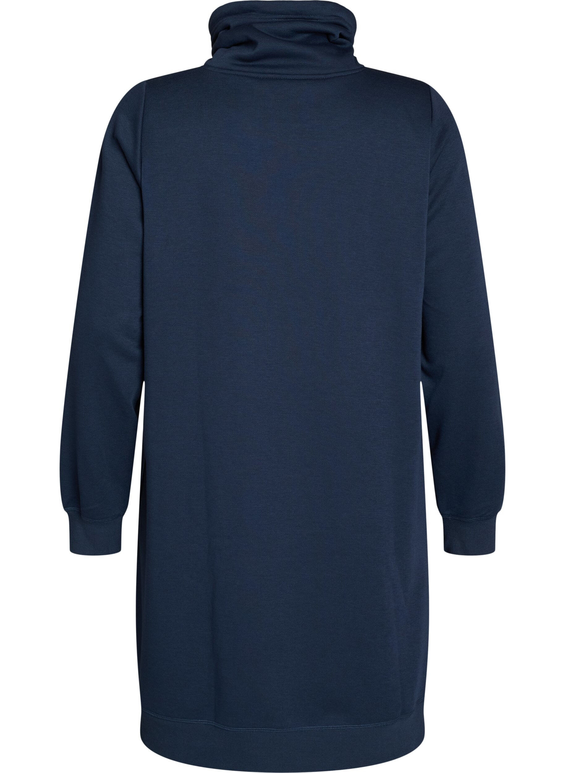 ZizziKurzes Sweatshirtkleid mit Stehkragen und Taschen, Blau, Packshot image number 1