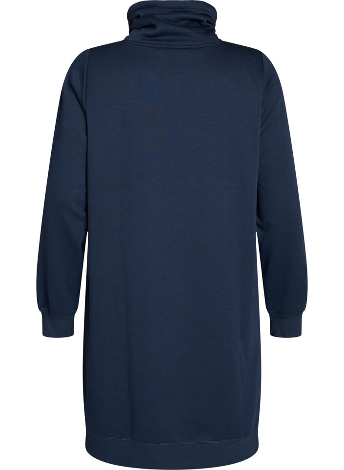Kurzes Sweatshirtkleid mit Stehkragen und Taschen, Blau, Packshot image number 1