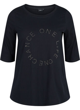 T-Shirt aus Bio-Baumwolle mit 2/4-Ärmeln, Black, Packshot image number 0