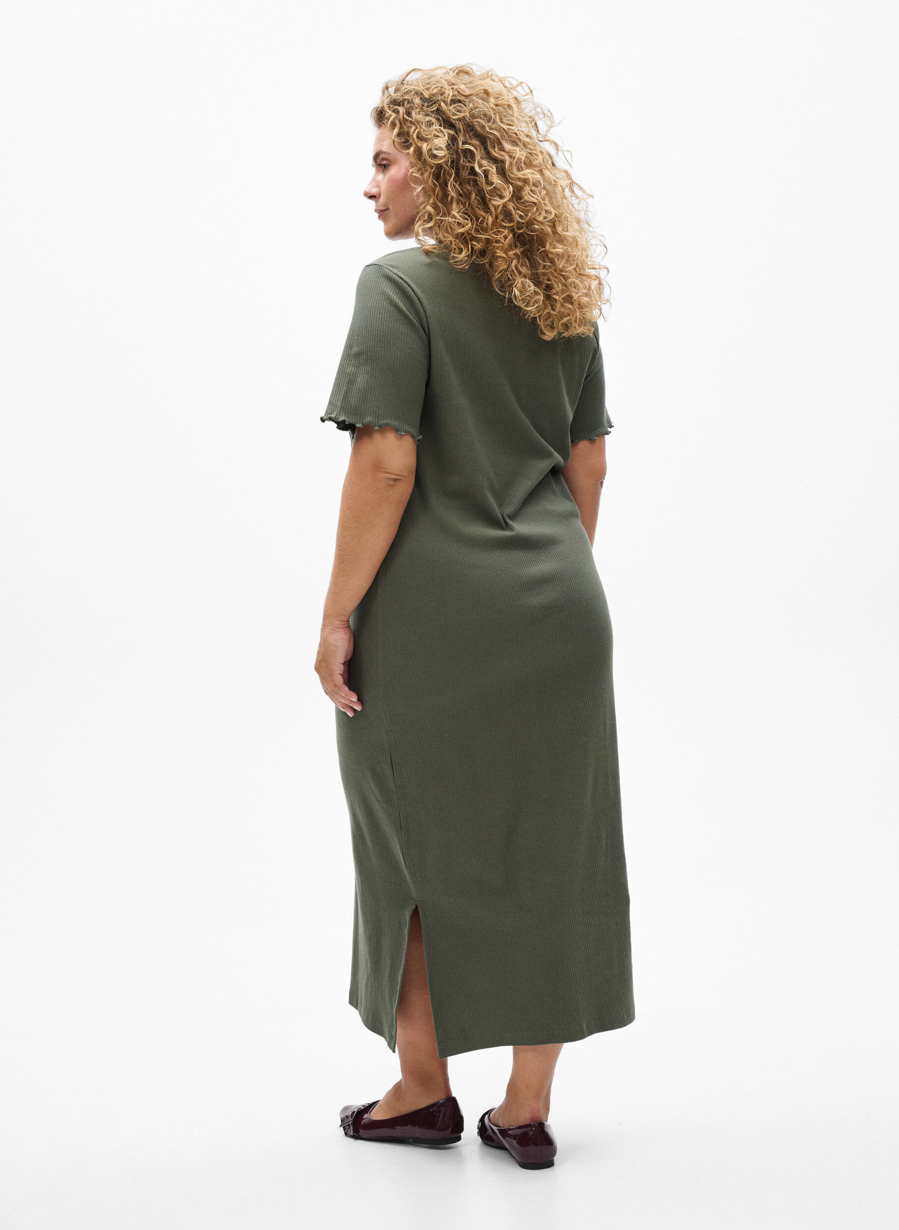ZizziMaxikleid aus Jersey mit kurzen &Auml;rmeln, Gr&uuml;n, Model image number 1