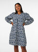 Gemustertes Kleid aus Viskose mit langen &Auml;rmeln, Blau, Model image number 0