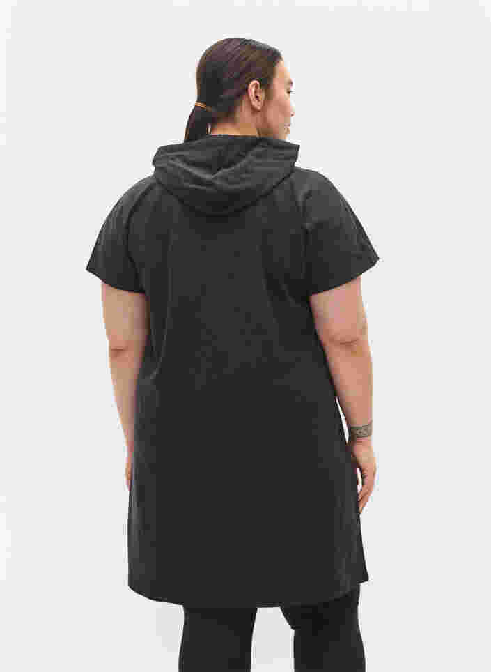 Kurzärmeliges Sweatkleid mit Kapuze, Black DGM ASS, Model image number 1