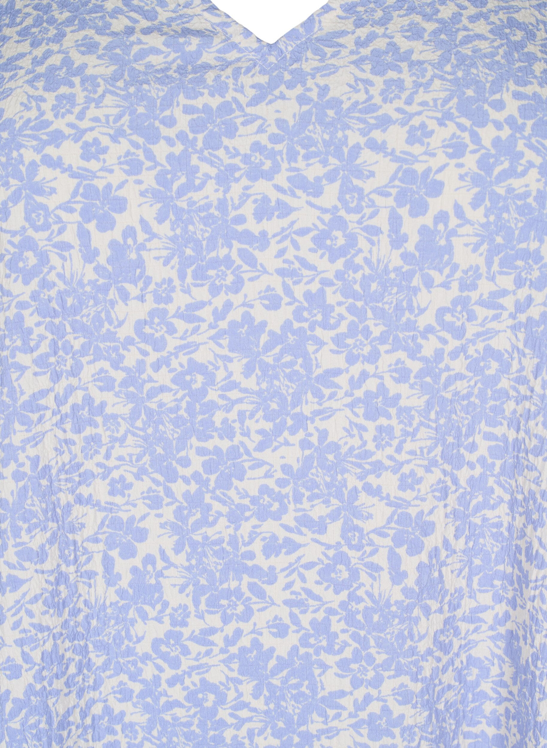 ZizziKleid mit kurzen &Auml;rmeln und V-Ausschnitt, Blau, Packshot image number 2