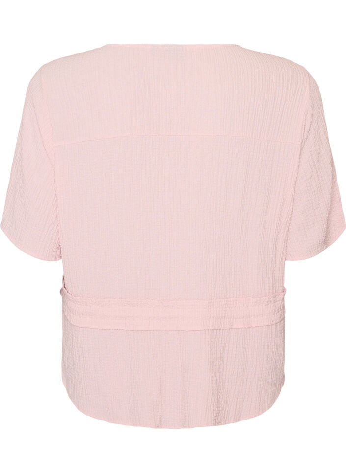 Bluse mit Struktur und Taillenbindung, Pink, Packshot image number 1