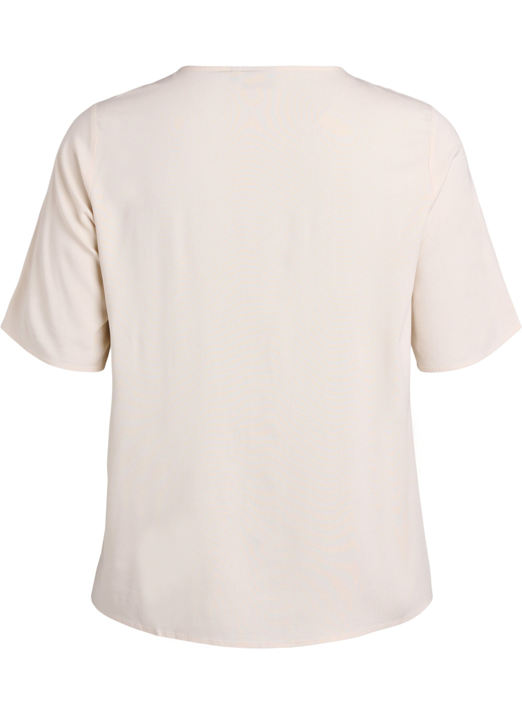 ZizziKurz&auml;rmelige, gewebte Bluse mit Rundhals, Beige, Packshot image number 1