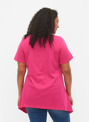 T-Shirt aus Baumwolle mit Textdruck, Beetroot Purple HAP, Model image number 1