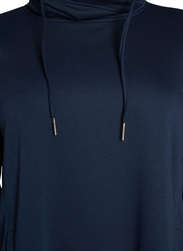 Kurzes Sweatshirtkleid mit Stehkragen und Taschen, Blau, Packshot image number 2