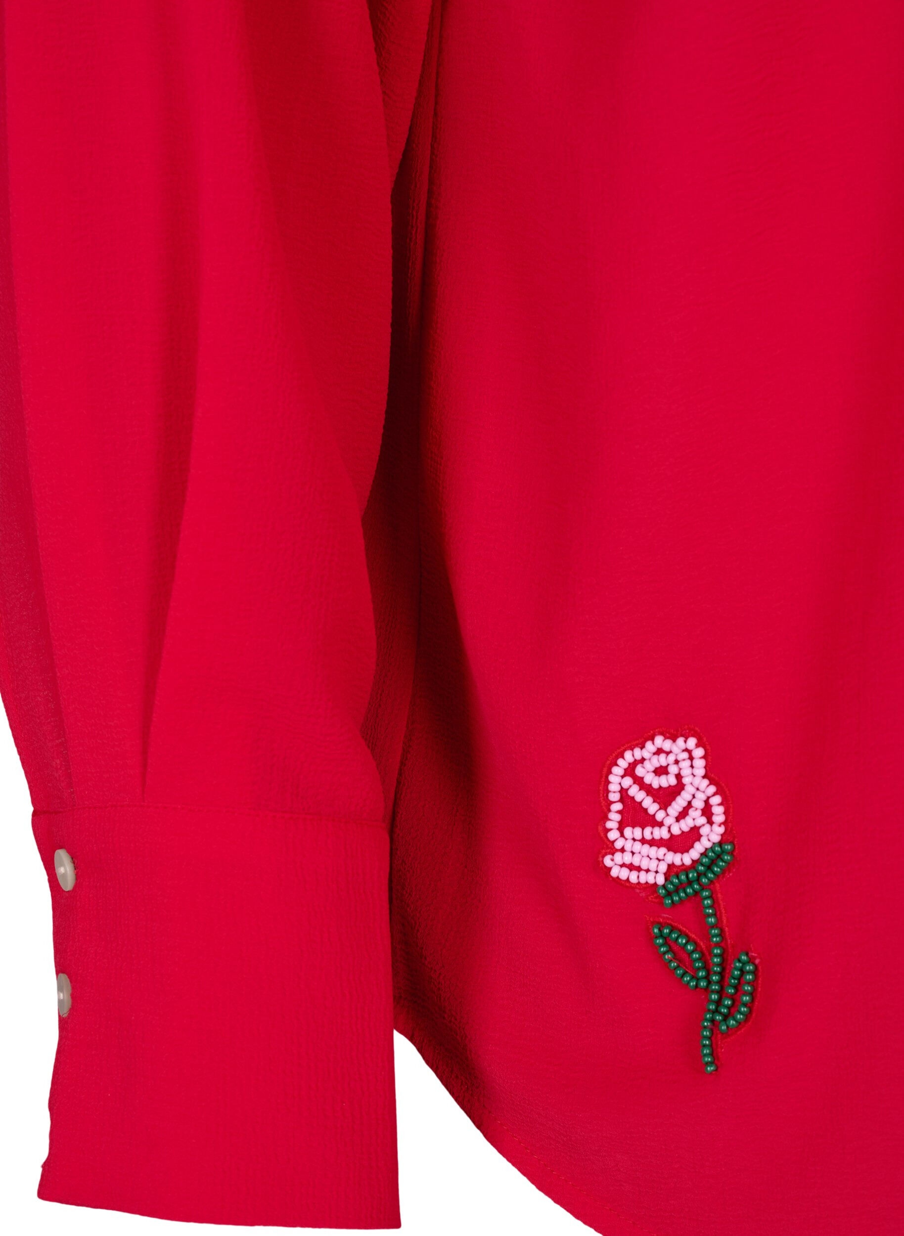 ZizziEinfarbige Bluse mit Perlen, Rot, Packshot image number 3