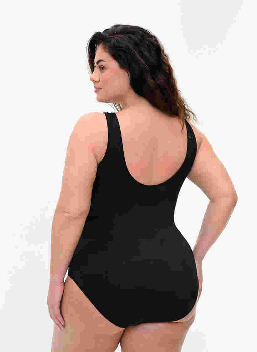 Wattierter Badeanzug mit Mesh, Black, Model image number 1