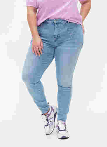 Hochtaillierte Amy-Jeans mit super schmaler Passform, Light blue, Model image number 3