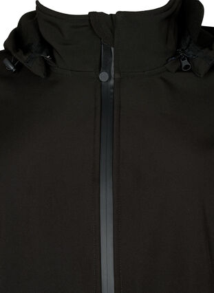 Kurze Softshell-Jacke mit abnehmbarer Kapuze, Black, Packshot image number 2