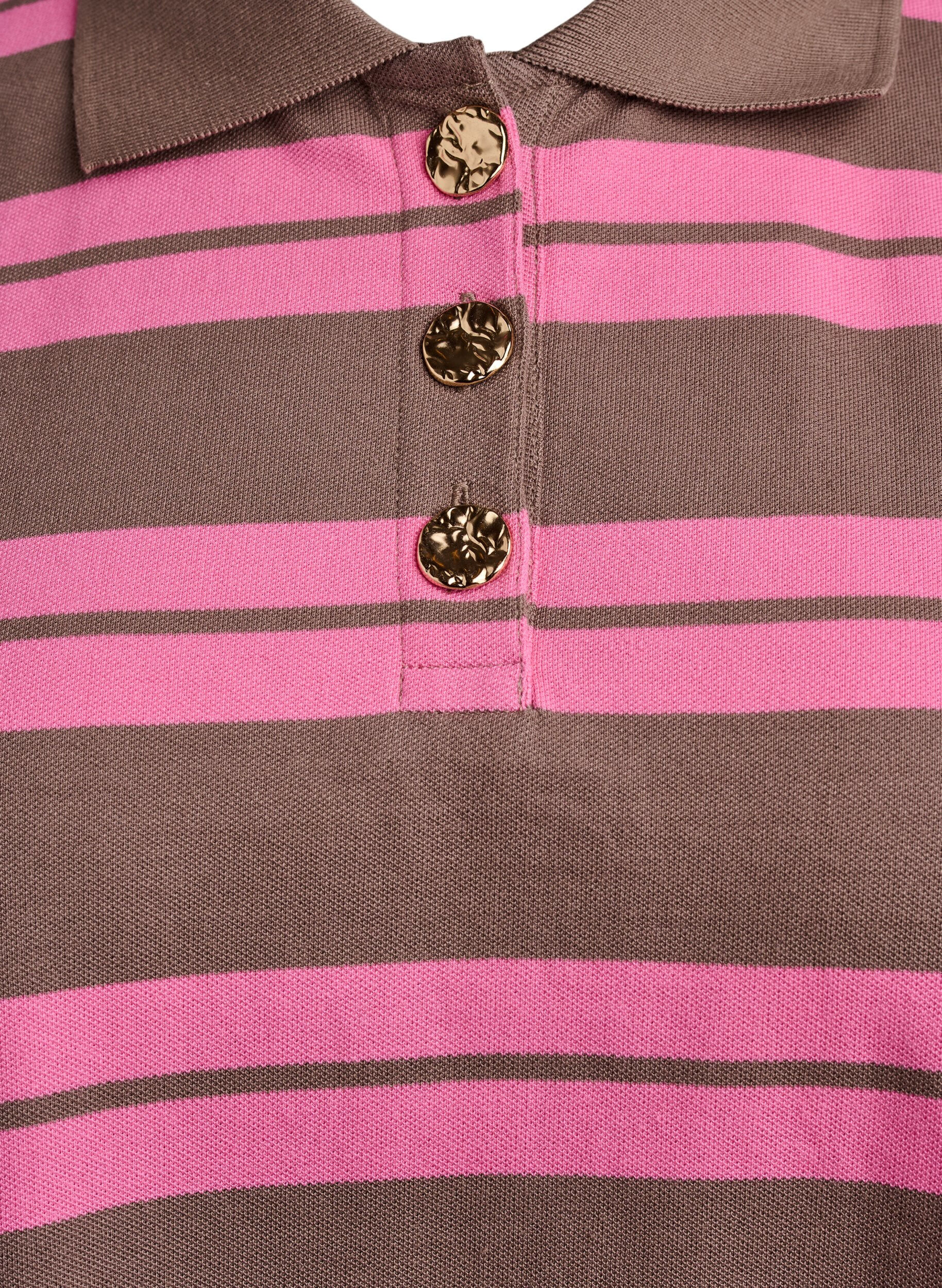 ZizziPoloshirt mit langen &Auml;rmeln und Streifenmuster, Pink, Packshot image number 2