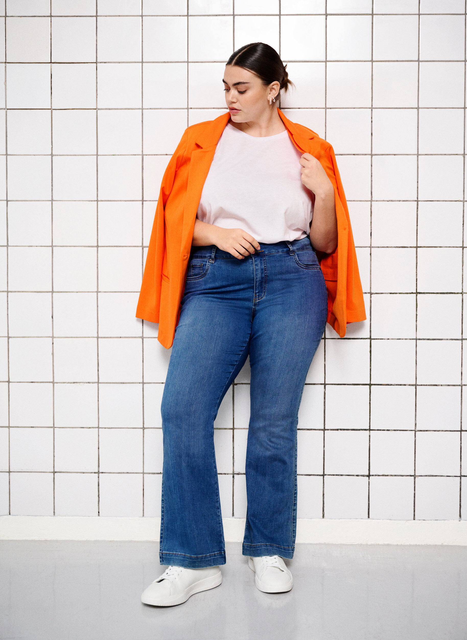 ZizziSchlichter Blazer mit Knopf und Dekorationstaschen, Mandarin Orange, Image image number 1