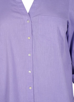 Hemdbluse mit Knopfverschluss in Baumwoll-Leinen-Mischung, Lavender, Packshot image number 2