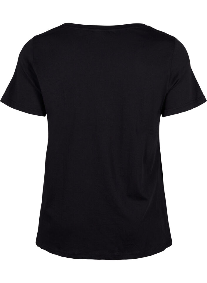 T-Shirt aus Baumwolle mit Aufdruck, Black W. Chest print, Packshot image number 1