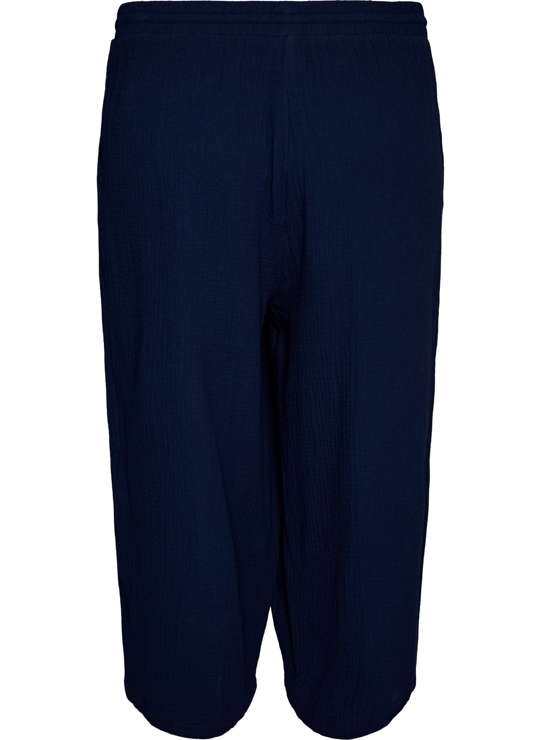 ZizziCulotte-Hose aus Baumwollmusselin mit hohem Bund, Blau, Packshot image number 1