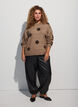 Strickbluse mit gepunktetem Muster, Braun, Model image number 1