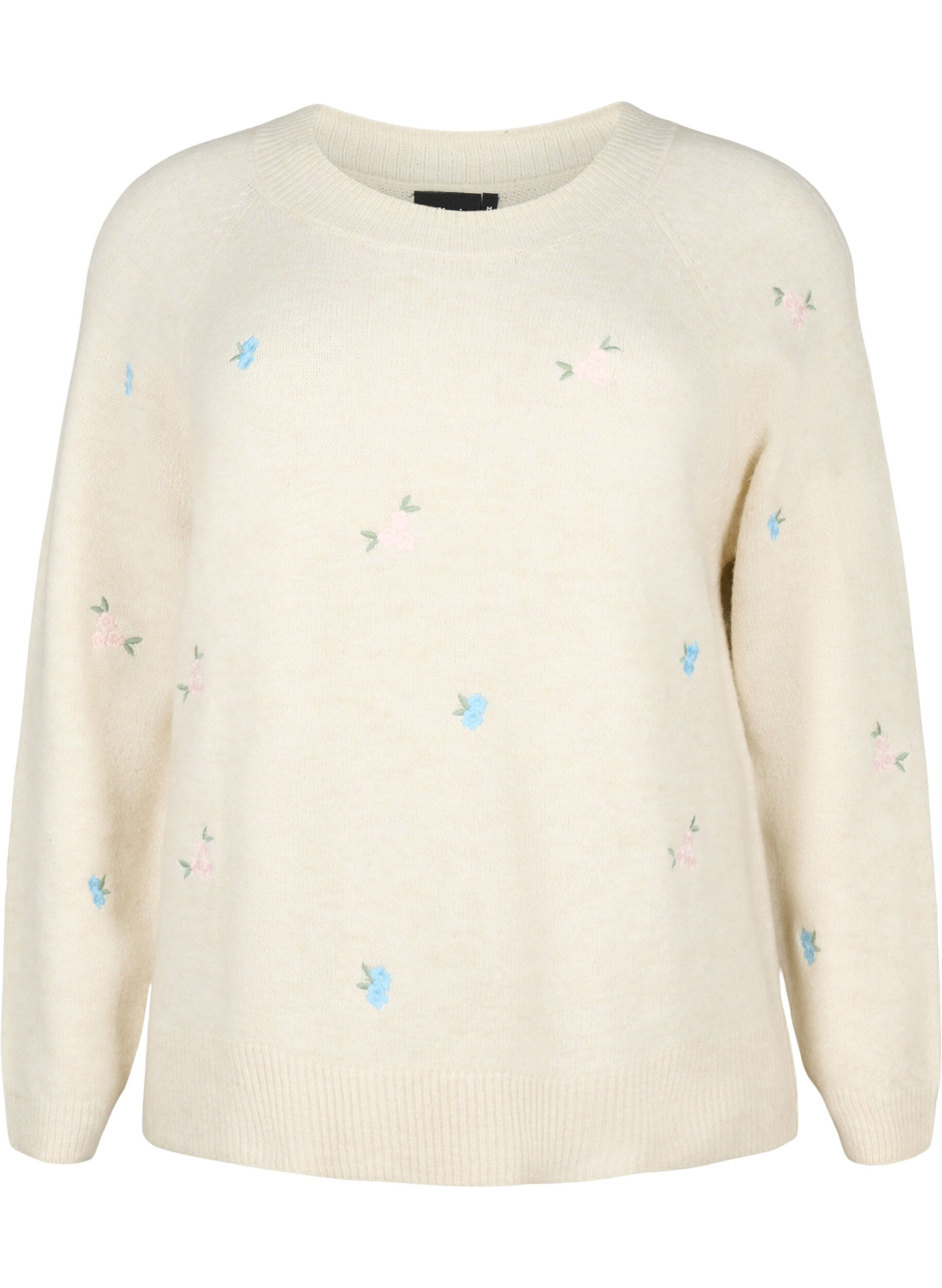 ZizziStrickpullover mit gestickten Blumen, Birch Comb, Packshot image number 0