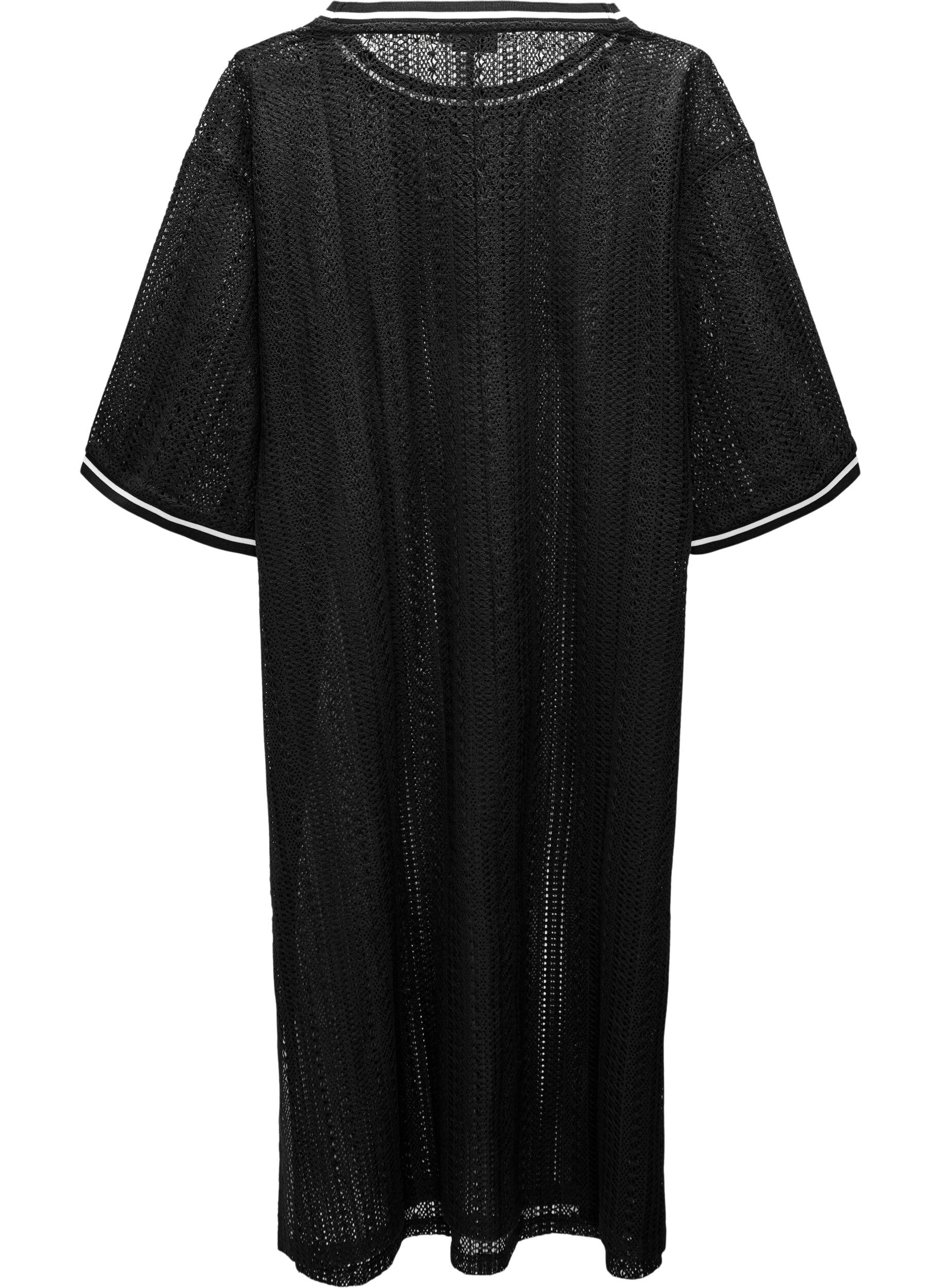 ZizziMidikleid aus Spitze mit kurzen &Auml;rmeln, Schwarz, Packshot image number 1