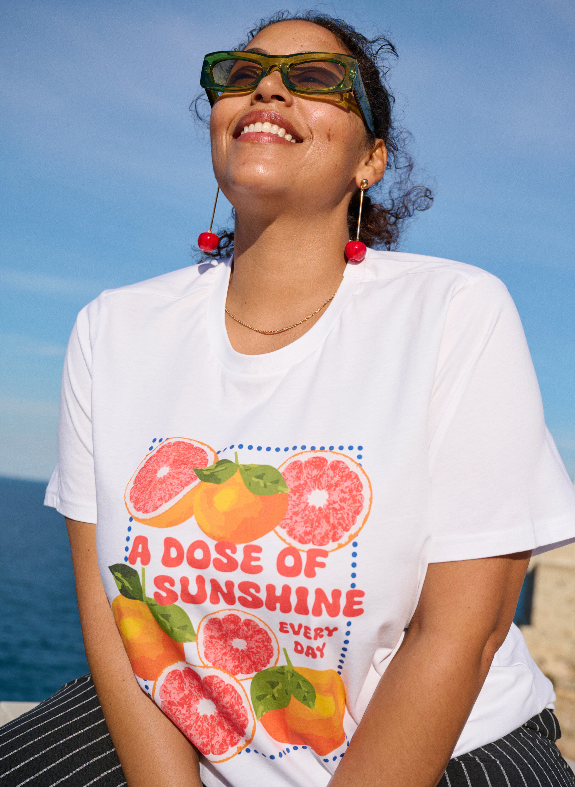 ZizziT-Shirt aus Biobaumwolle mit Zitrusmotiv, Wei&szlig;, Image image number 0