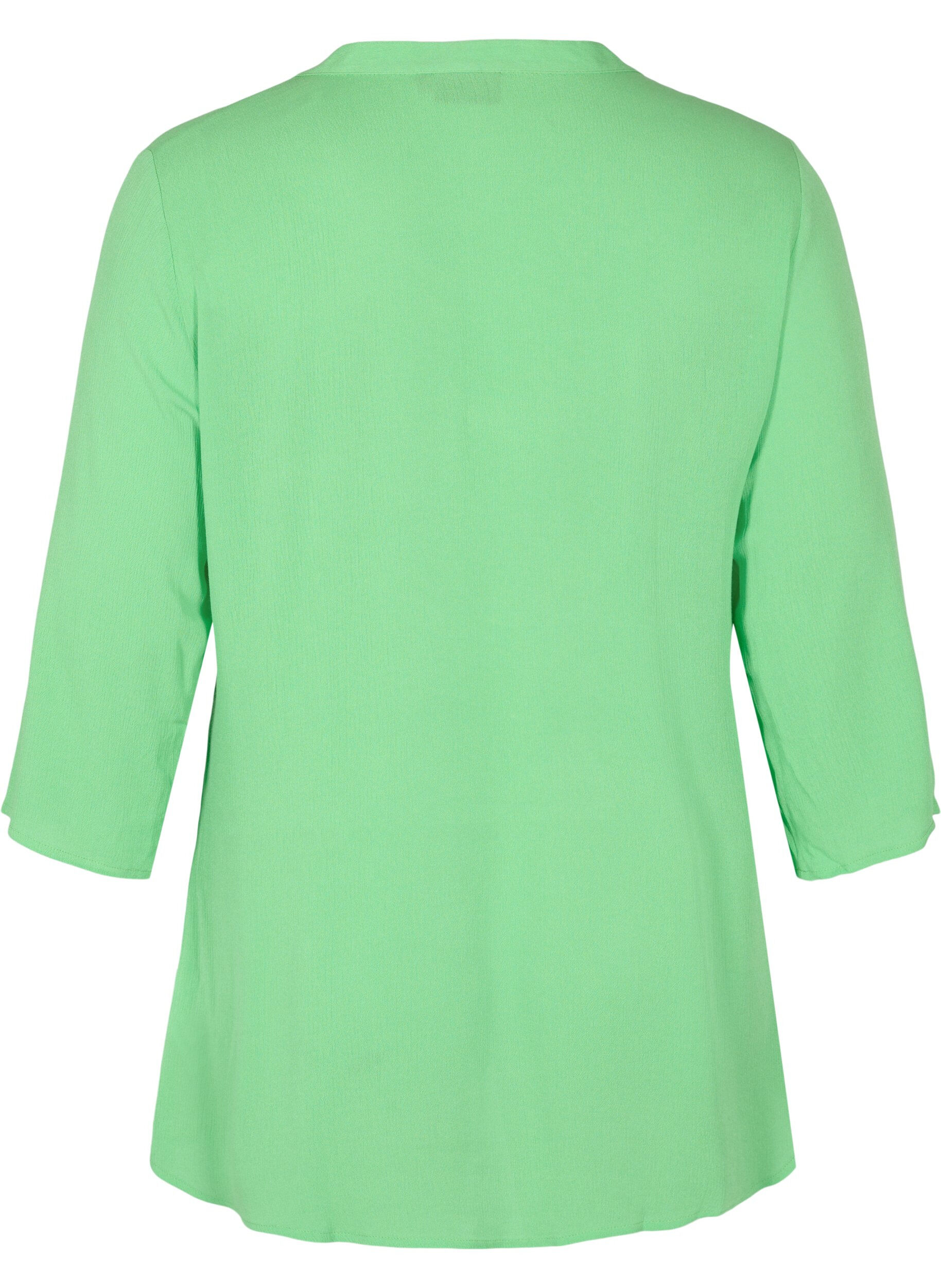 ZizziViskosebluse mit 3/4-&Auml;rmeln und V-Ausschnitt, Summer Green, Packshot image number 1