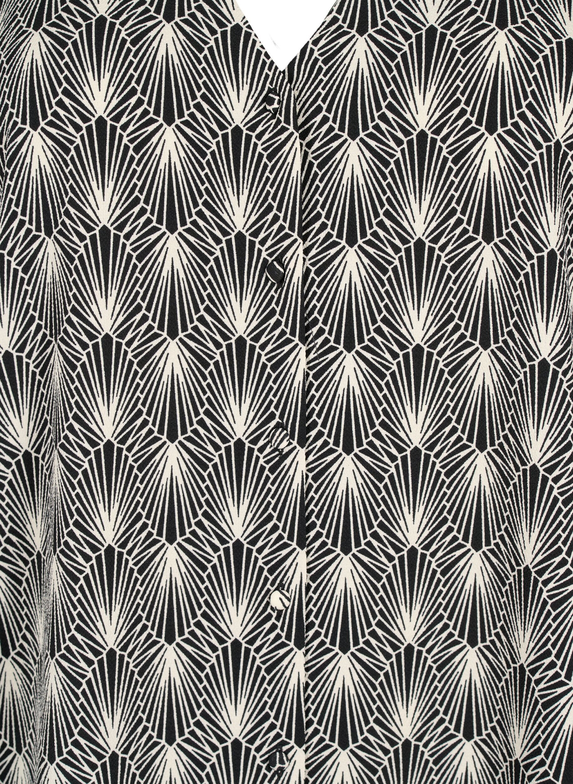 Zizzi Hemdbluse mit V-Ausschnitt und Aufdruck, Birch Graphic AOP, Packshot image number 2