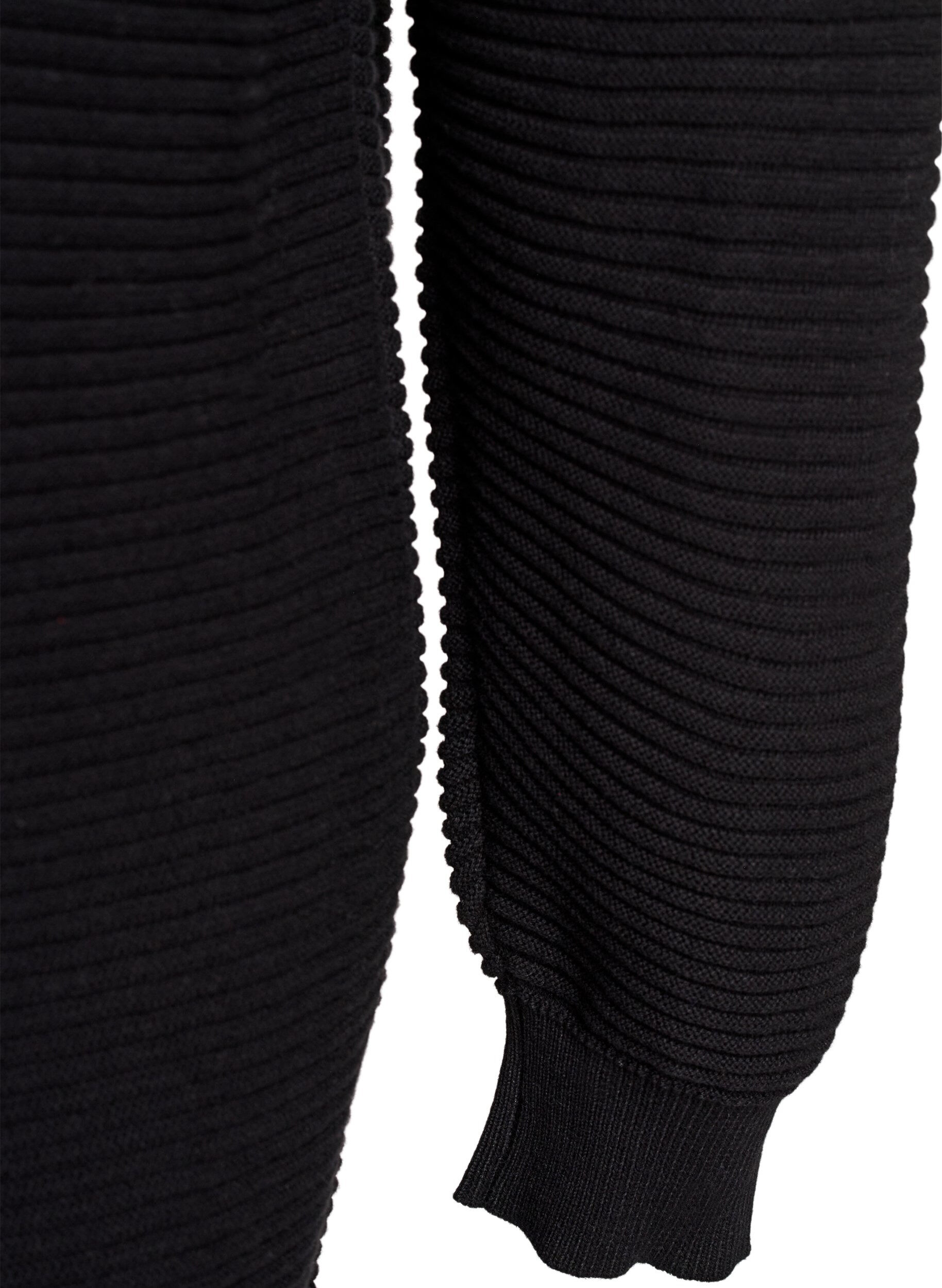 ZizziLange, gerippte Baumwoll-Strickjacke, Schwarz, Packshot image number 4