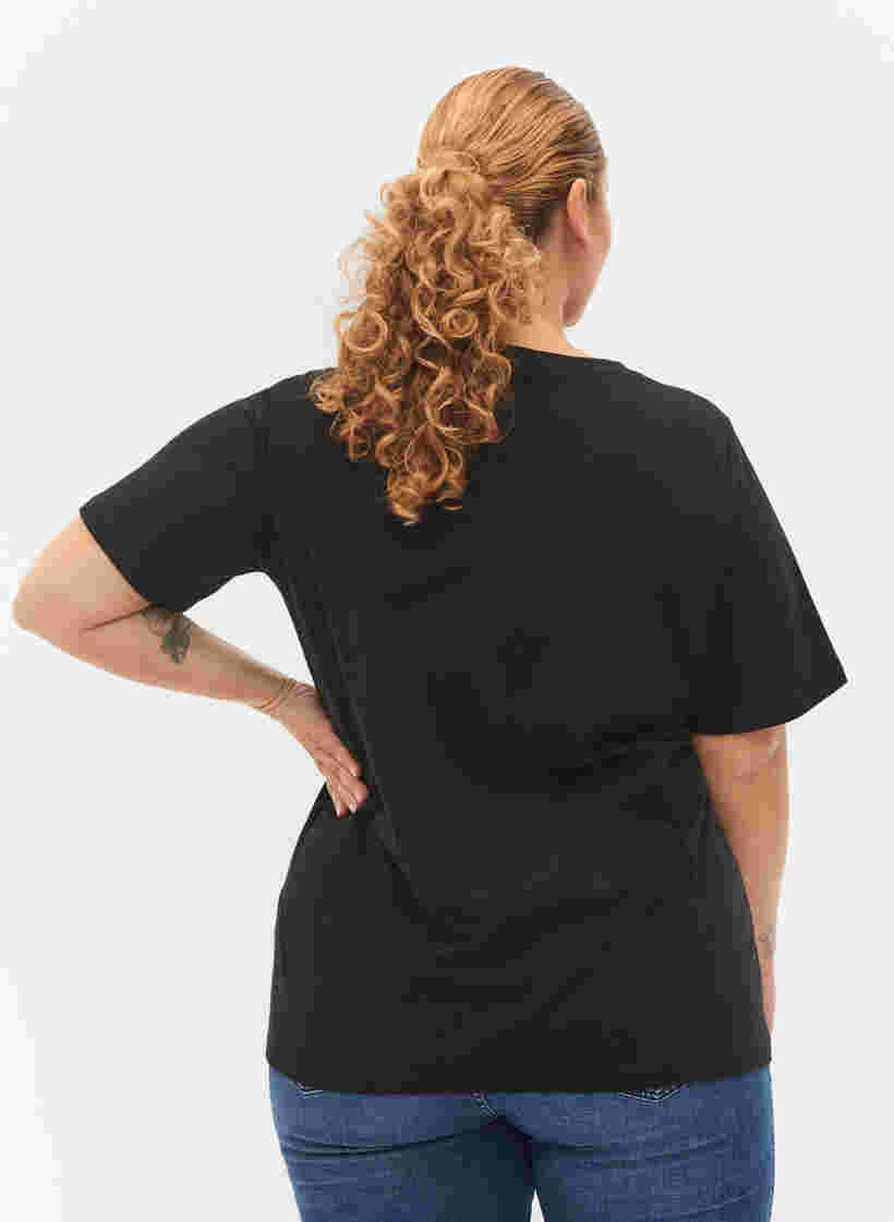 T-Shirt mit Nieten aus Bio-Baumwolle, Black Owl, Model image number 1