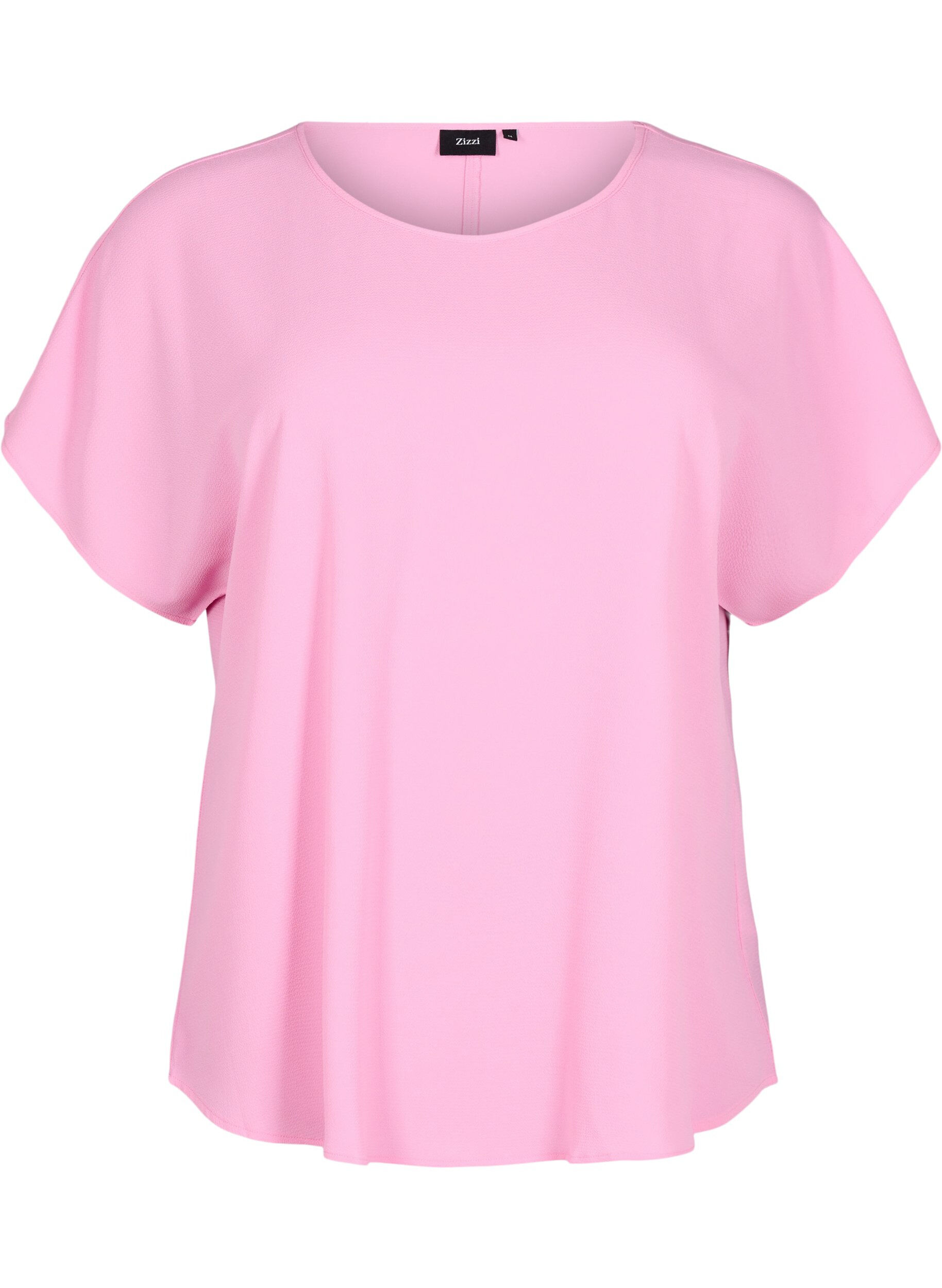 ZizziBluse mit kurzen &Auml;rmeln und einem Rundhalsausschnitt, Pink, Packshot image number 0